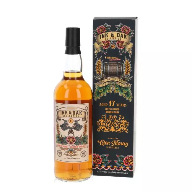 Glen Moray – Ink & Oak Collection – Second Fill Oloroso Sherry Hogshead Finish „Whisky.de exclusive“ 17 Jahre 2008/2022